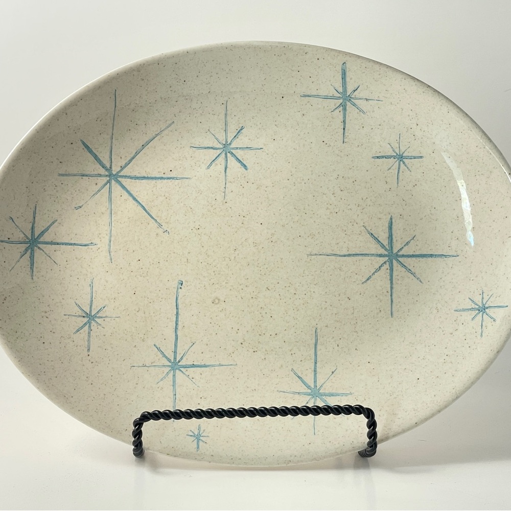 VTG Royal China Celeste Atomic Starburst Serving Platter 13" Turquoise MCM